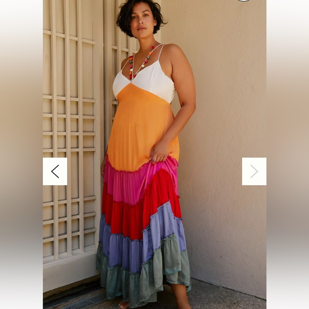 Anthropologie Colorful Maxi Dress - White, Orange, Pink, Red, Blue, Green